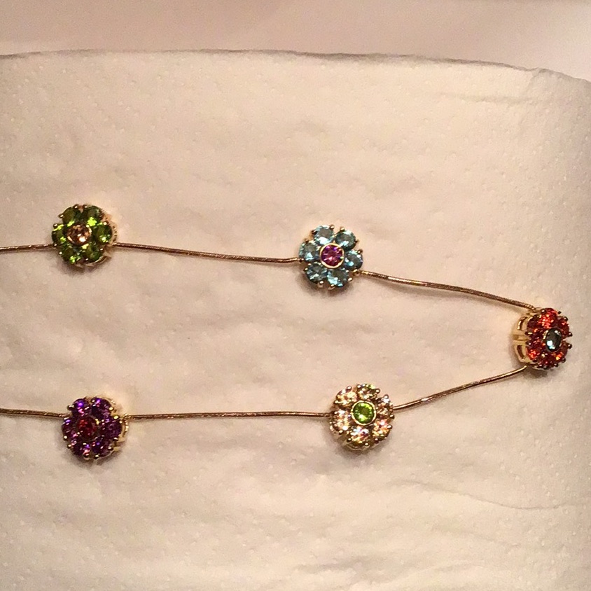 New 5 Flower Necklace.16”Lw/ 2”Extra.Set W/ Swarovski Crystals High Quality